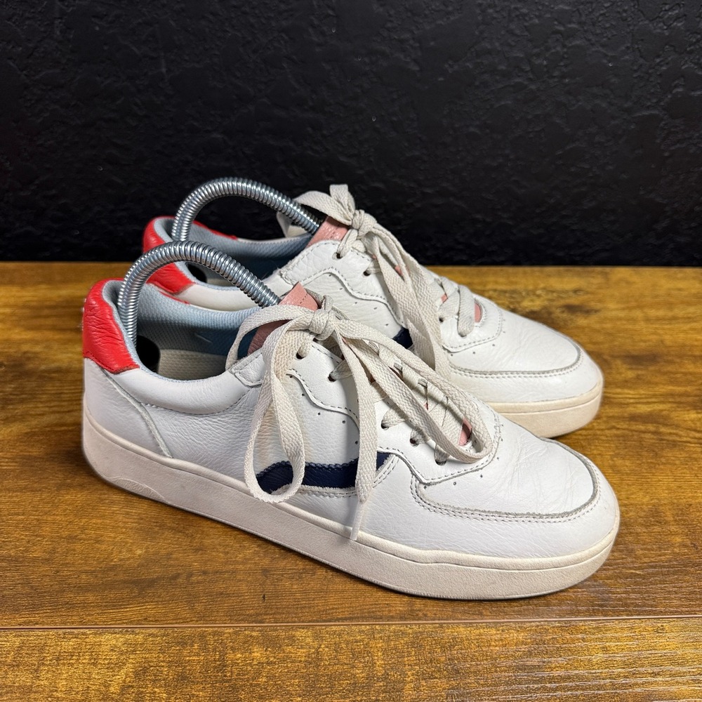 Soludos Ashore White Multi Leather Low Top Sneakers Womens Size 8.5 US 39 EU